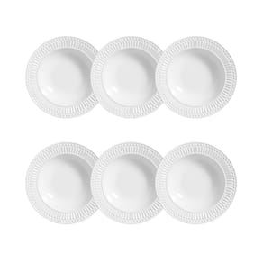 Jogo Prato Fundo Porto Brasil Cerâmica Roma Branco Kit 6