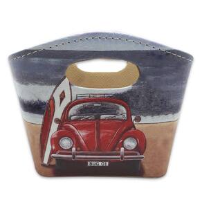 Porta Revista ou Cesto de Flores Bolsa Vintage Fusca 20x16cm