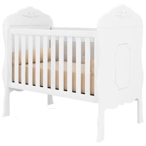 Berço Americano Realeza e Cômoda Infantil Blenda Branco Acetinado - Phoenix Baby