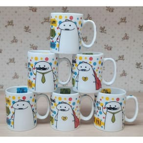 Jogo 6 canecas 300ml Frases Pai - Kit Porcelana - Decoração Caneca Completa Flork