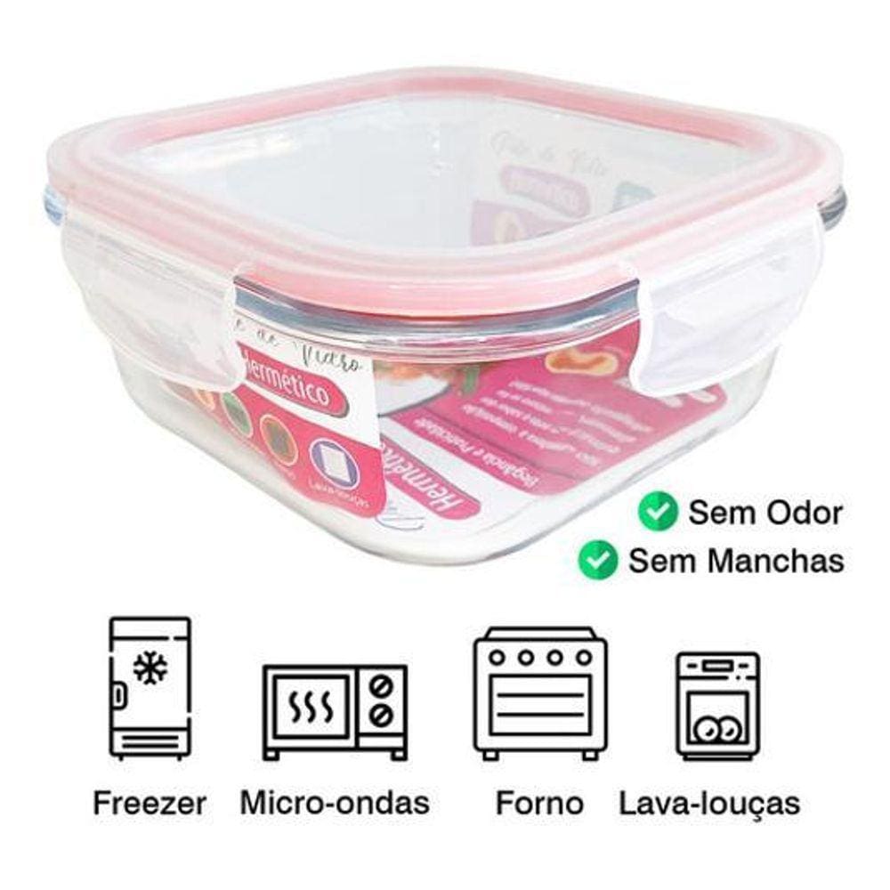 Pote De Vidro 520Ml Hermético 4 Travas Marmita