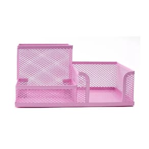 Organizador De Mesa Aramado Porta Canetas Lápis Papel Rosa