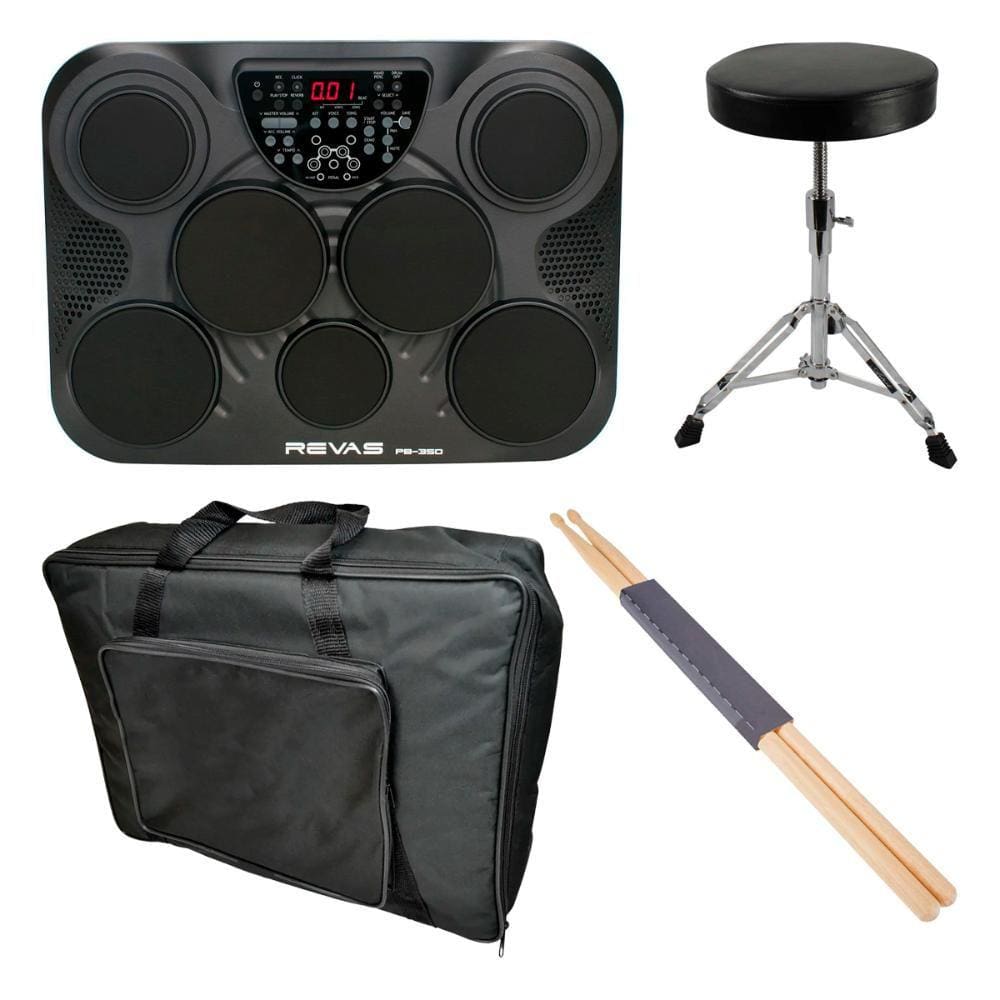 Kit Bateria Roland Revas PB-350 + Capa + Baquetas + Banco