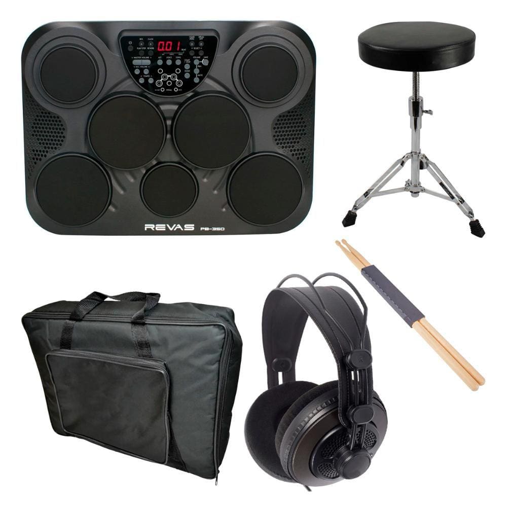 Kit Bateria Revas PB-350 + Capa + Baquetas + Banco + Fone