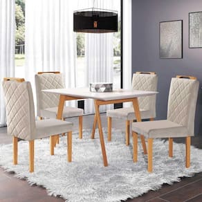 Conjunto Sala de Jantar Slim Mesa Pé Palito e 4 Cadeiras Monaco Móveis Mundial