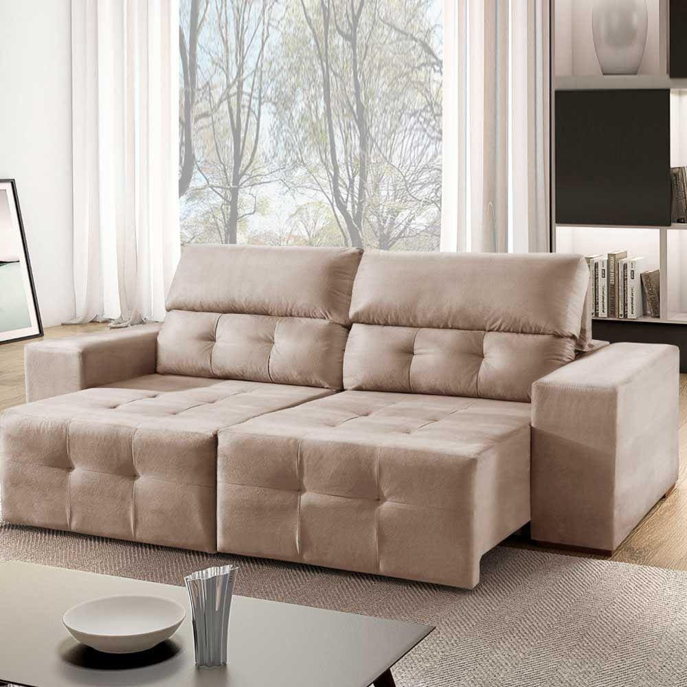 Sofá Madrid 4 Lugares Retrátil Reclinável Suede Mundial Estofados