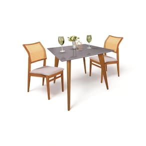 Mesa de Jantar Tampo com Vidro Quadrada 90x90cm Cinza Slim Casa Uai Cinza