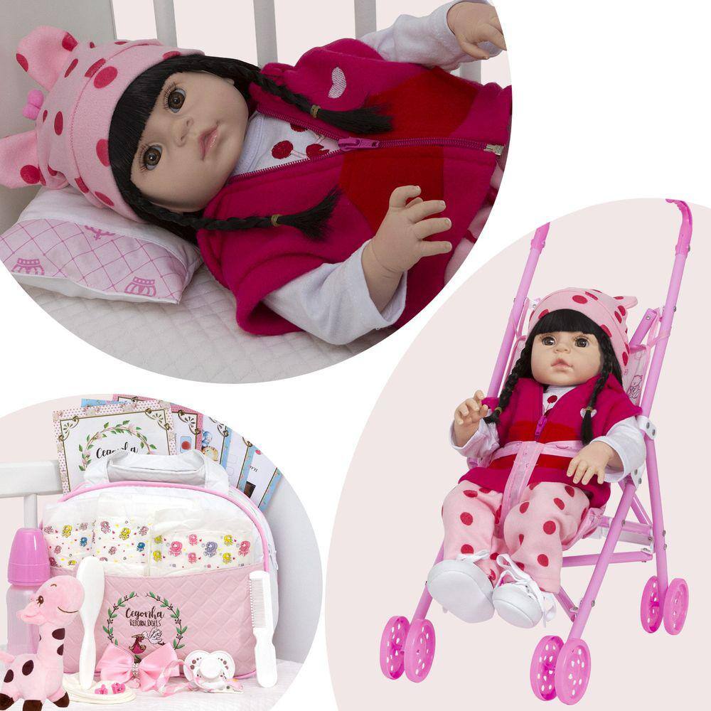 Boneca Bebê Reborn Corpo De Silicone Girafa - 12x S/ Juros