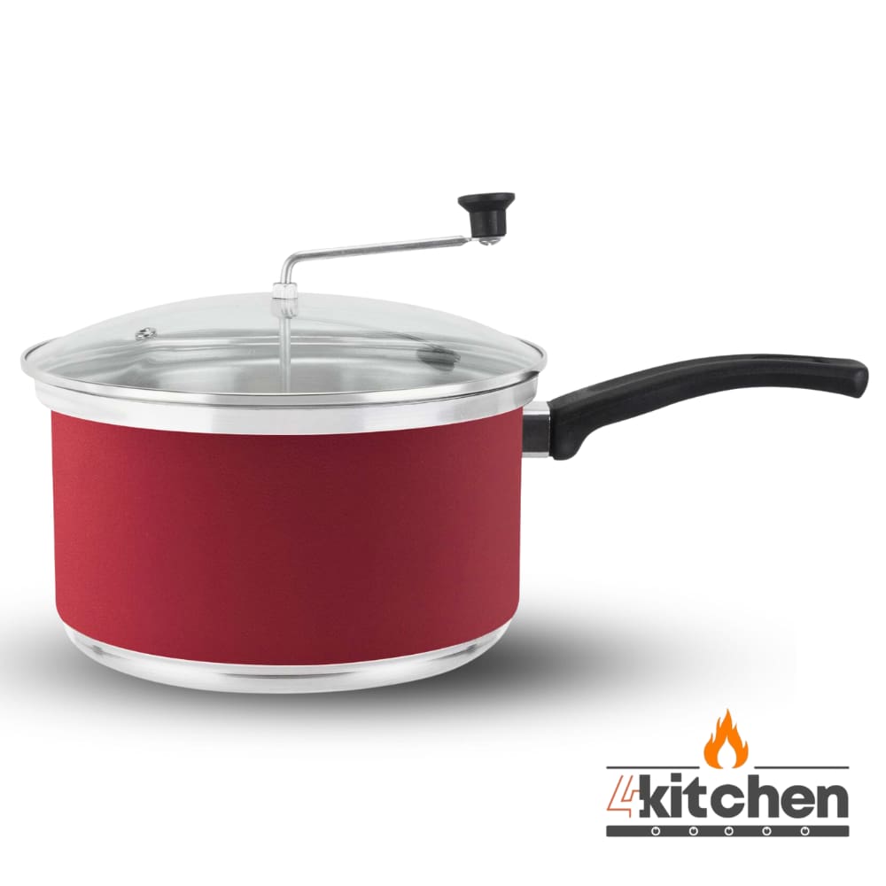 Panela Pipoqueira Top 3 Litros Aluminio com Tampa de Vidro