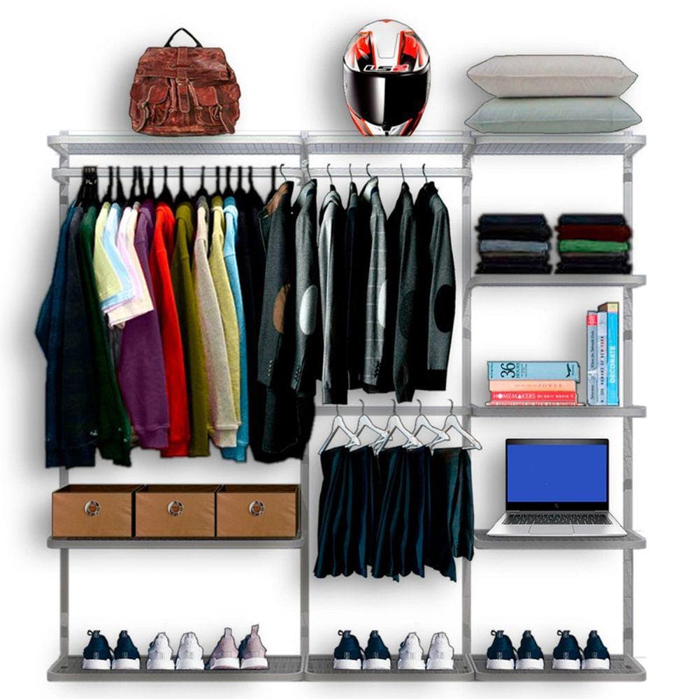 Estante Roupeiro Modulados Aramados Compacto Resistente 2,20m BR