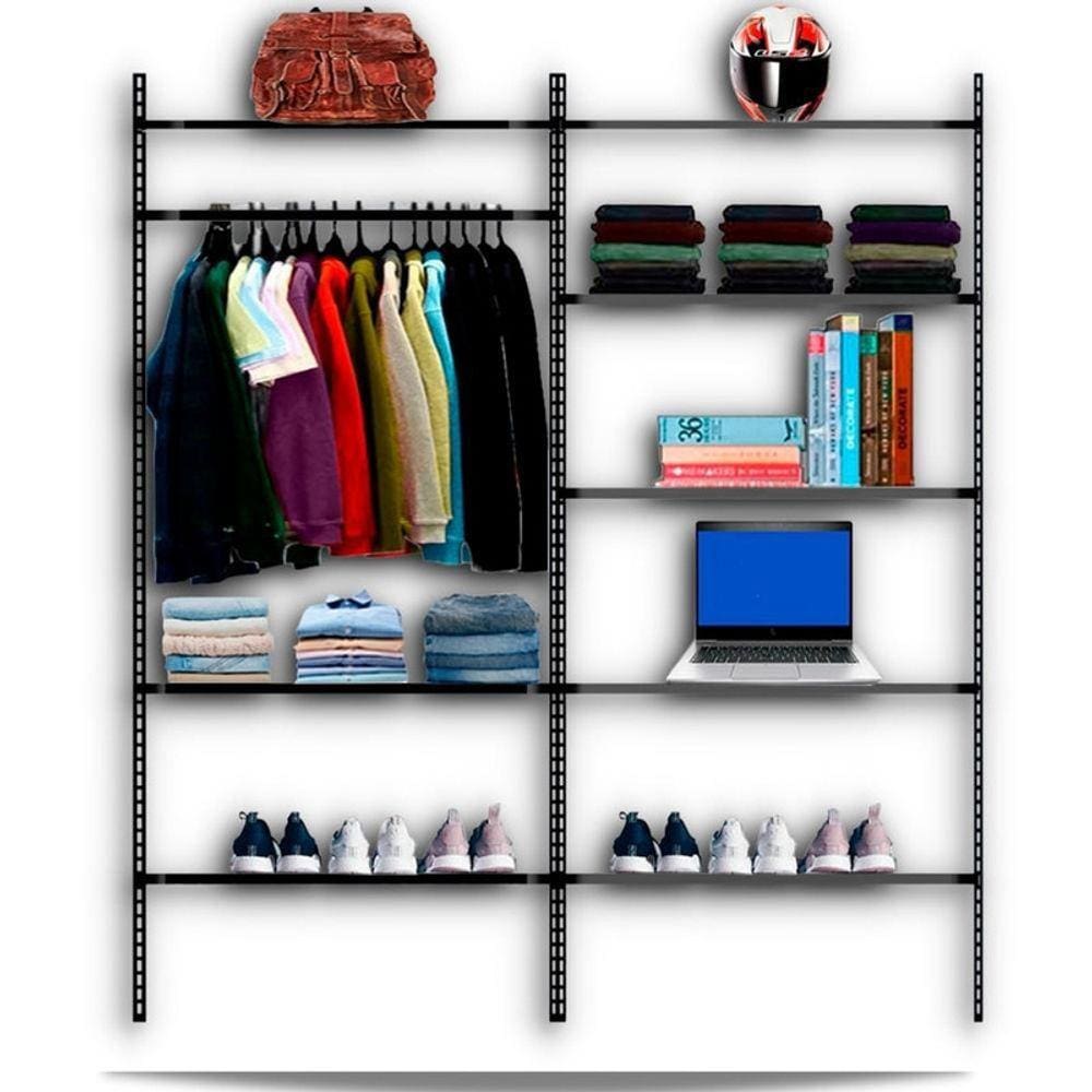Estante Roupeiro Modulados Aramados Compacto Resistente 1,90m PT