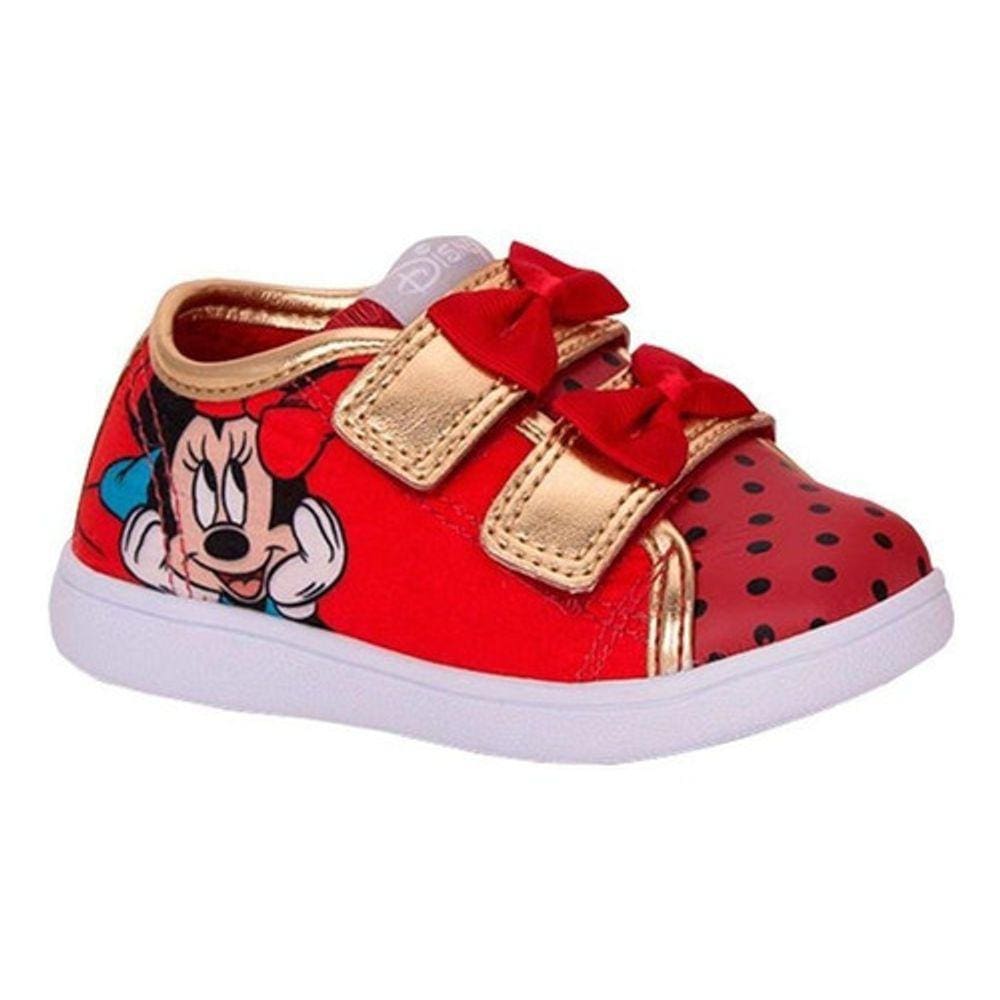 Tênis Infantil Feminino Minnie Disney Nº27 Cor Vermelho - Sugar Shoes