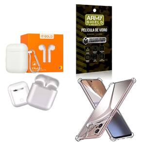 Kit Fone Sem Fio + Capinha Motorola E22 + Película 3D