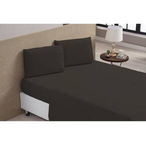 Kit Jogo Lençol Cama Casal Queen 4 Peças Premiun Liso Marrom