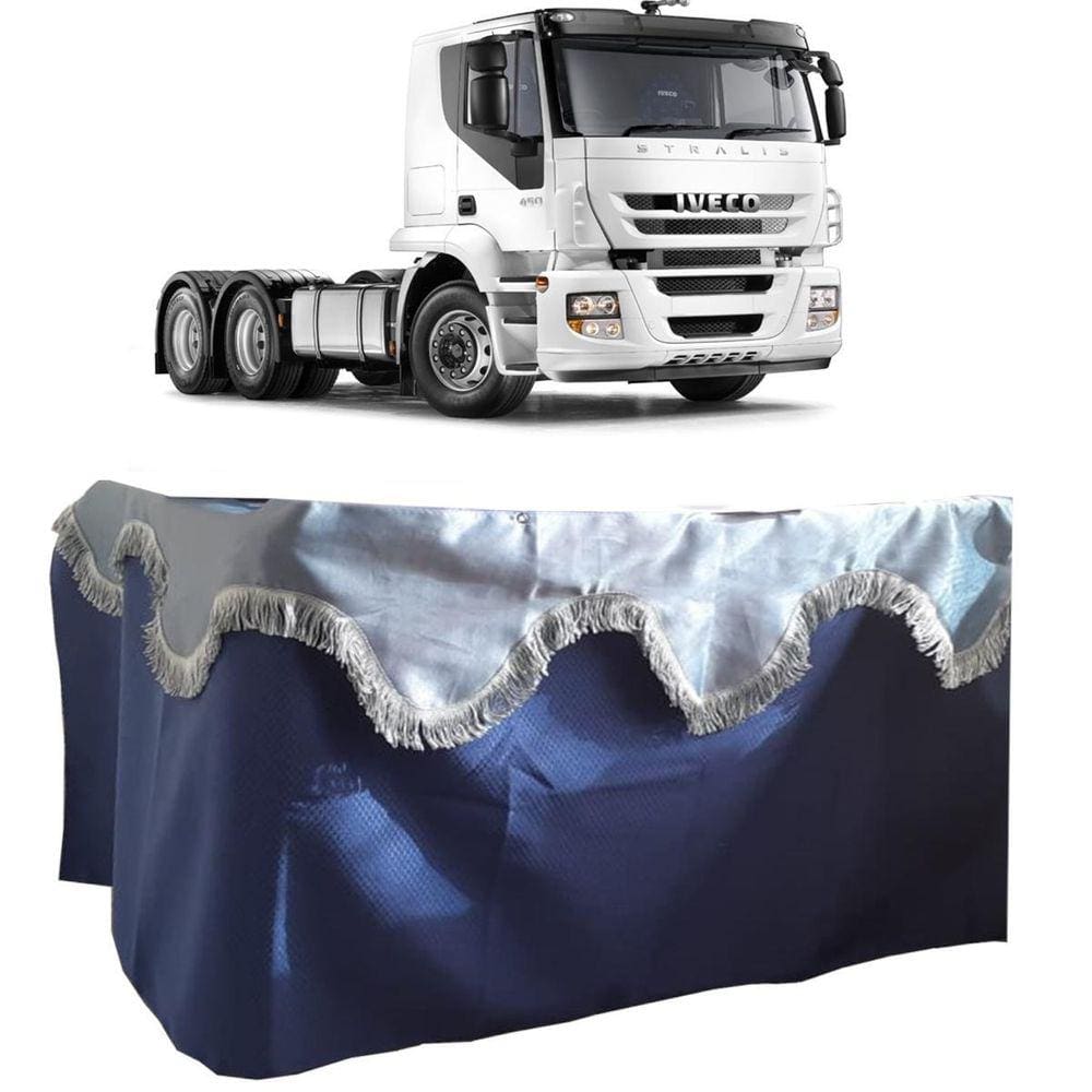 Cortina Cetim Frente E Lateral Para Iveco Stralis Azul