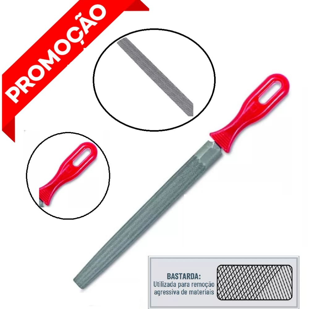 Lima Meia Cana Com Cabo Bastarda Serve Para Acabamentos 8"
