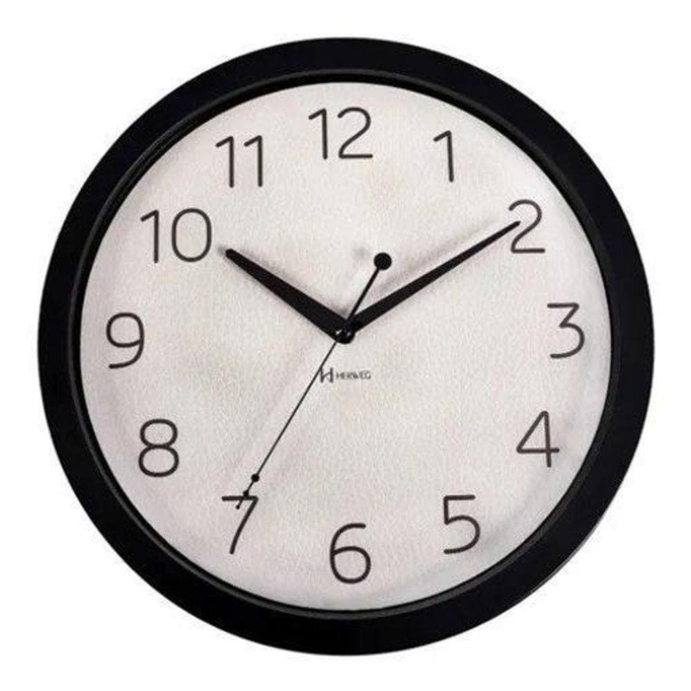 Relógio De Parede Alumínio Imitando Couro Preto 6733