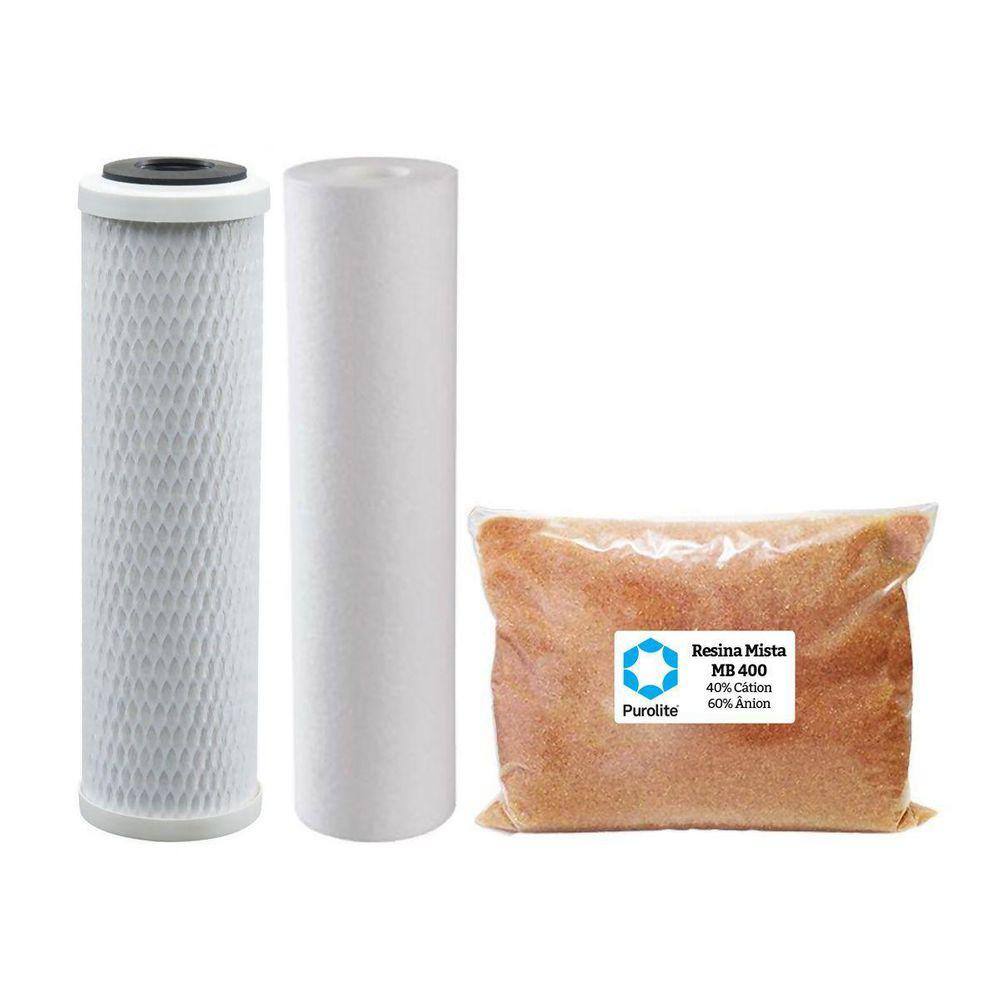 Kit Refil Deionizador 3 Estágios Resina Mb400 Completo