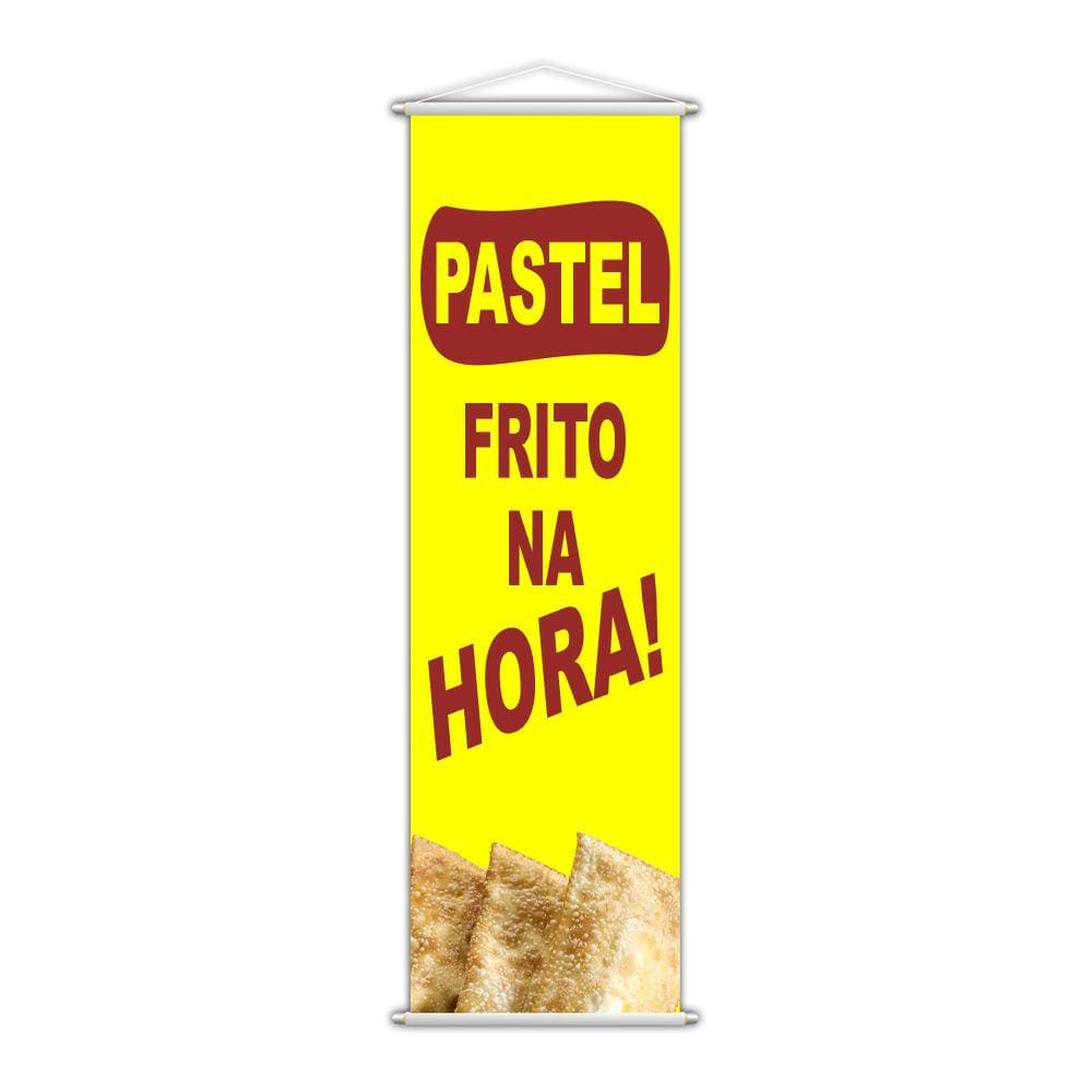 Banner Pastel Frito Banca Comida Serviço Amarelo 100X30Cm