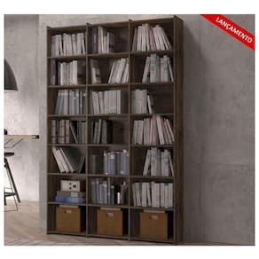 Estante Para Livros Multifuncional 21 Nichos Montenegro Cor Castani - Brienza Decor