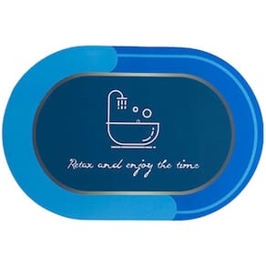 Tapete Antiderrapante absorvente Oval Lama de Diatomaceas 58x38cm Banheira Azul