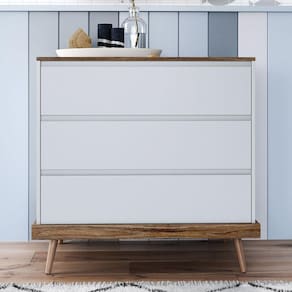 Cômoda Canção de Ninar 3 Gavetas Cinza/Amêndoa