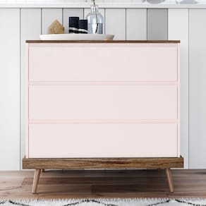Cômoda Canção de Ninar 3 Gavetas Rosa/Amêndoa