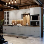 Cozinha Completa 6 Peças com Cristaleira Emily Espresso Móveis Cinza/Marrom