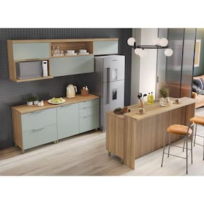 Cozinha Completa 8 Peças 100% MDF Marquesa Gourmet Marrom/Verde