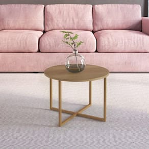 Mesa de Centro Redonda 50cm Hanover/Dourado