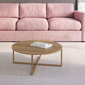 Mesa de Centro Redonda 70cm Hanover/Dourado