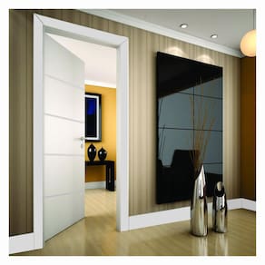 Kit Porta de Madeira 210x80cm Frisada Laqueada Direita Moldufama Branco