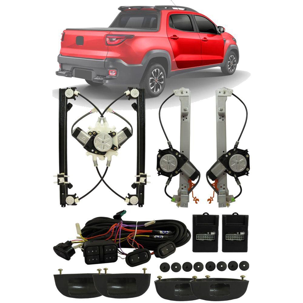 Kit Vidro Elétrico Fiat Nova Strada 2020 2021 4 Portas Completo Dianteiro e Traseiro Sensorizado