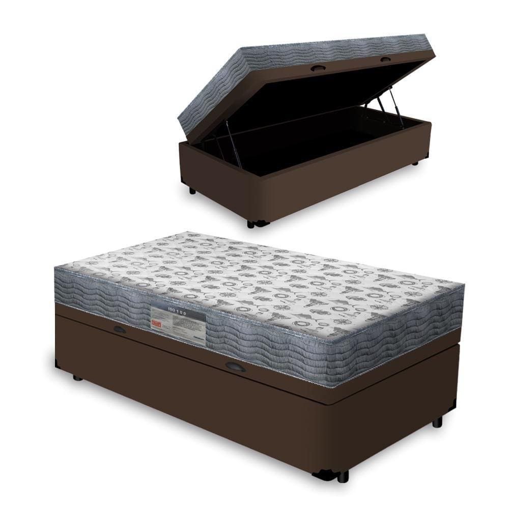 Cama Box Baú Solteiro + Colchão D33 Ortobom Iso 100 88cm