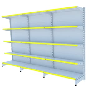 Gondola Parede 160 Kit 3 Metros Branco 15 Bandeja Pe Amarelo
