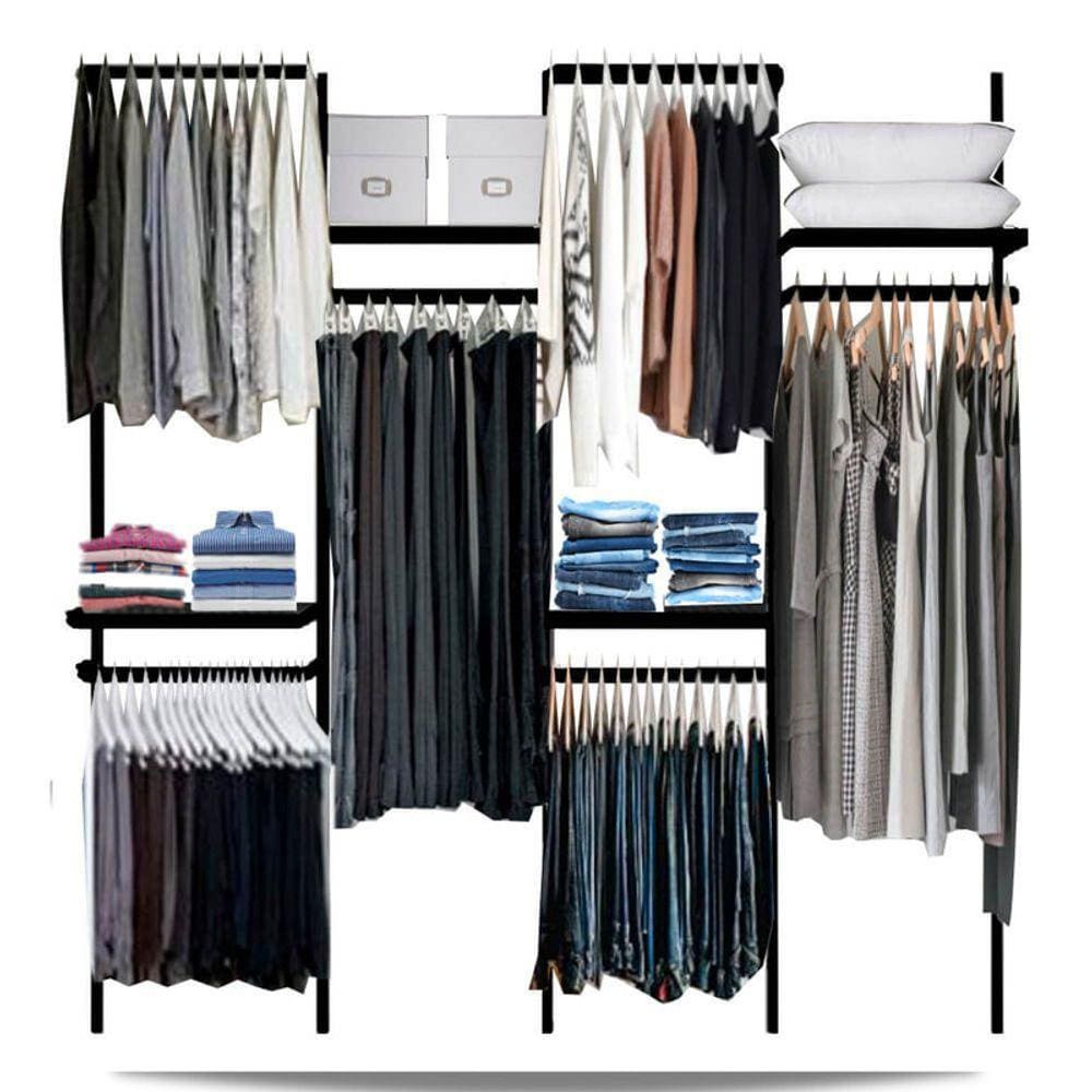 Closet arara aramado trilho parede super resistente moderno 2,50 PT