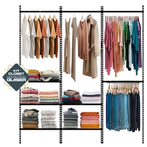 Aramado Closet Arara Roupas Prateleiras Trilho Parede 1,90m PT