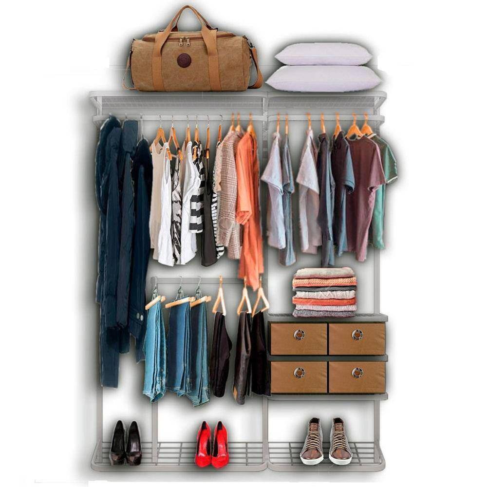 Cabideiro Arara Closet Casal Prateleira Aço Aramado - 1,60m BR