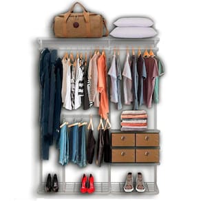 Cabideiro Arara Closet Casal Prateleira Aço Aramado - 1,60m BR
