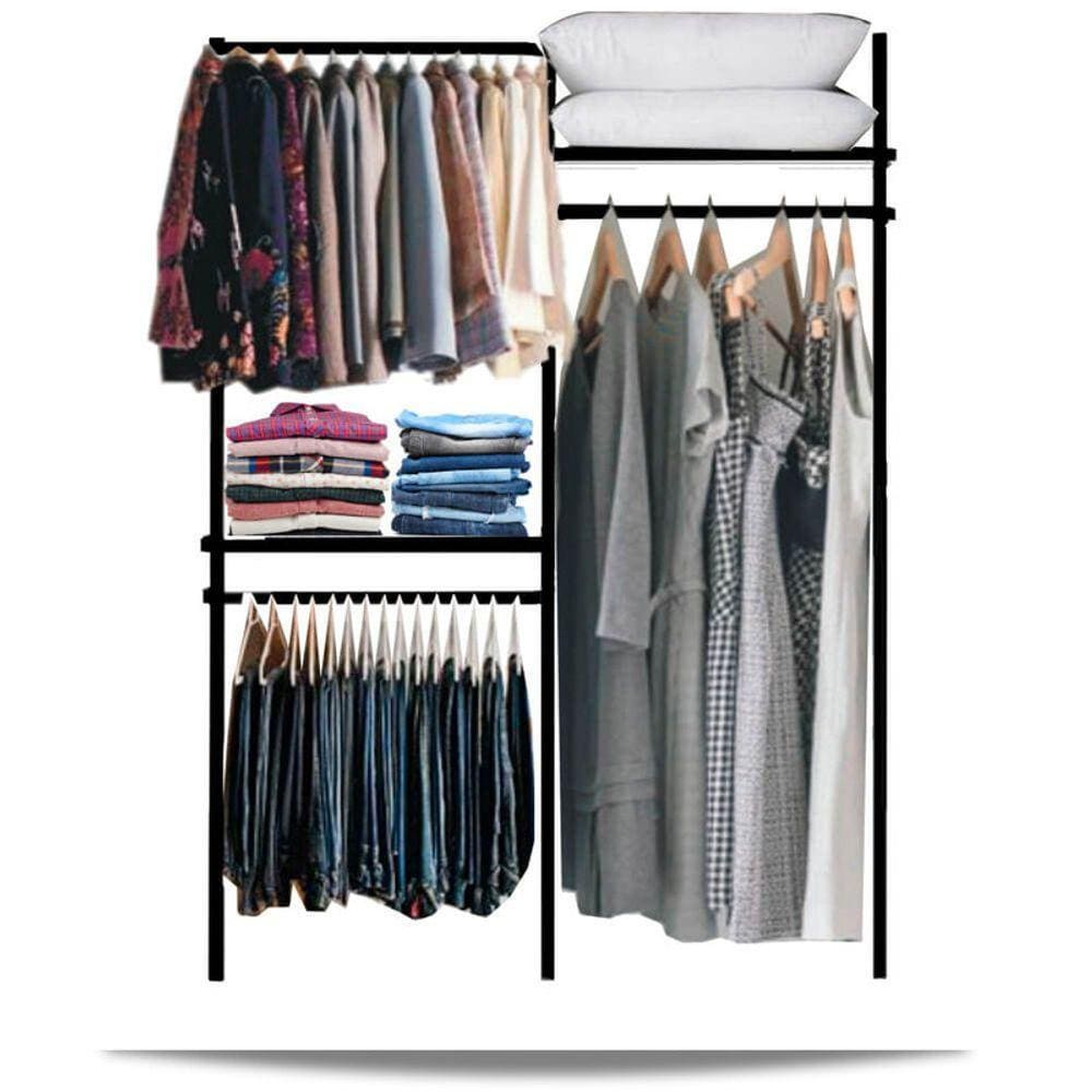 Closet arara aramado trilho parede super resistente moderno 1,30 PT
