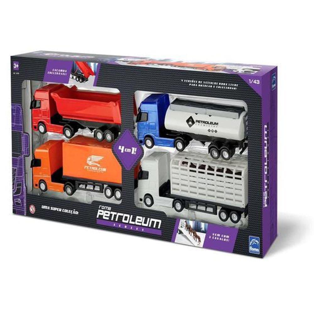 Kit 4 Caminhao de Brinquedo - Petroleum Series 4 em 1 - 1476 ROMA JENSEN