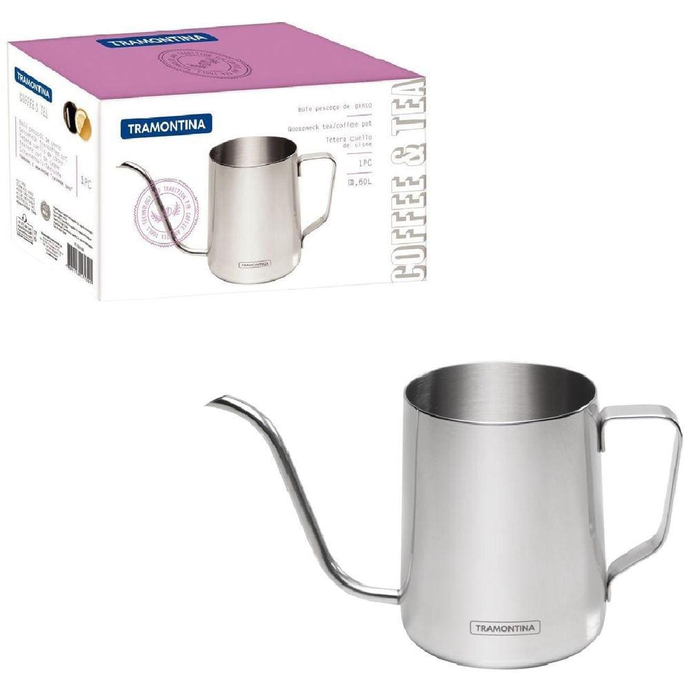 Bule Bico Ganso Fino 600Ml Aço Inox Tramontina Chaleira Chá