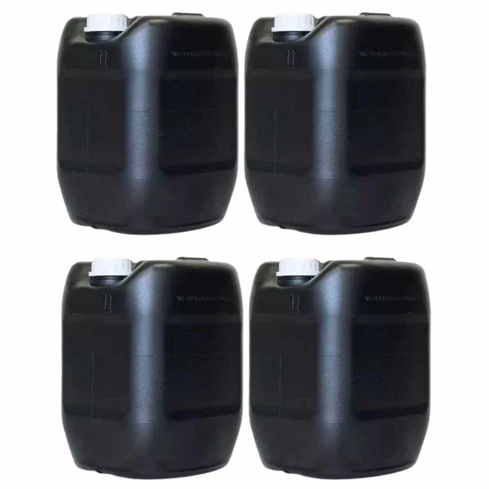 Kit 04 Galão de 20 Litros Plástico Preto Virgem com Tampa com Lacre