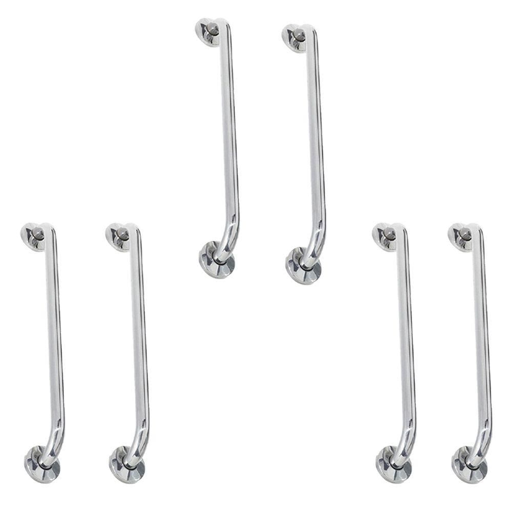 Alça de Apoio Inox Barra 60cm Kit 6 Unidades Acessibilidade Segurança Idoso Banheiro Box Parede Corrimao Suporte Anti Queda