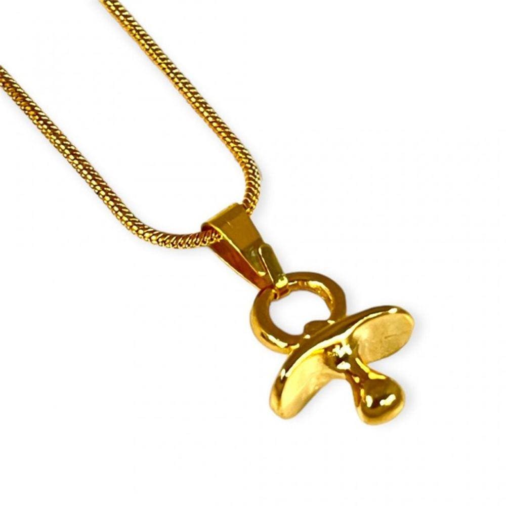 Colar Corrente Pingente Chupeta Ere 1,50 cm Dourado
