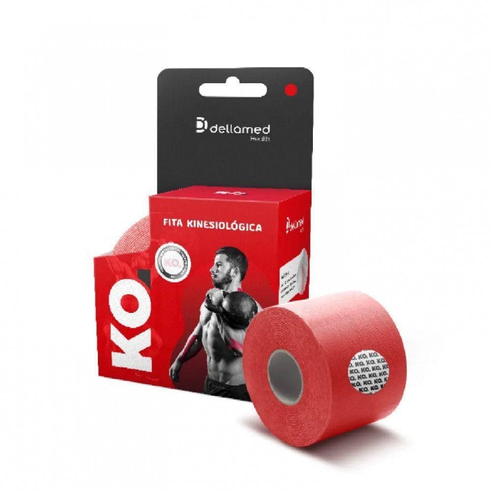 Kit Bandagem Elástica Adesiva Kinesiológica 4 Unidade Dellamed Vermelho