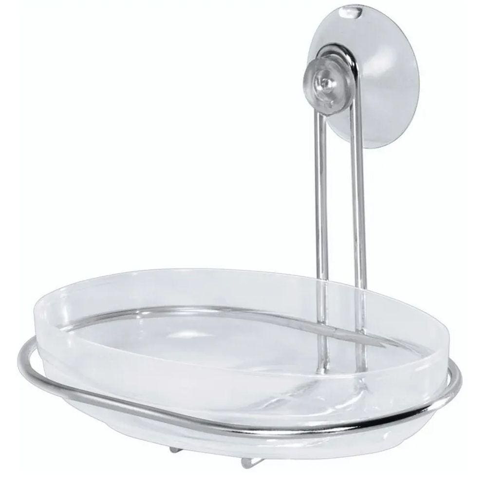 Saboneteira de Parede com Ventosa Porta Sabonete de Silicone Passerirni Aço Cromado