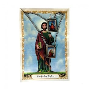 Escapulário São Judas Aço inóx foto 1,5 x 32 cm