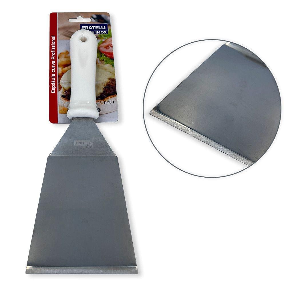 Espátula Curva Aço Inox Profissional Lanches Chapas Pizzas