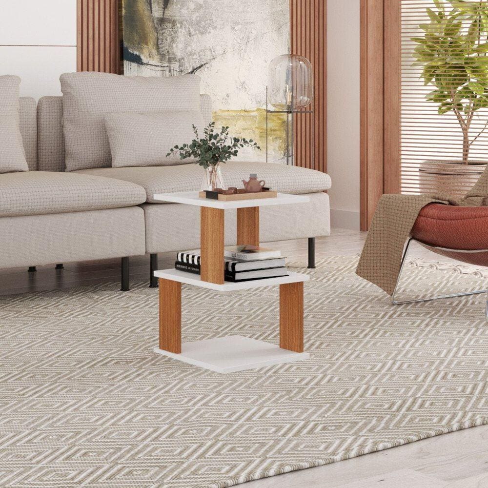 Mesa de Centro Spin360 Branco/Freijó